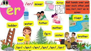 Digraph er Jolly Phonics Song with LyricsSoundAction and Some Vocabulary [upl. by Ahseital]