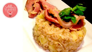 Pearl Barley amp Bacon Recipe  Latvian Recipe  Каша перловая с беконом [upl. by Teodora464]