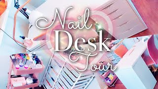 Nail Desk Tour  Nail Desk Organization  Organization and Storage  Nail Room Tour  Hard Gel Nails [upl. by Angelico846]