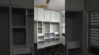 Stylish Aluminium wardrobe with golden finish home interiordesign shorts slidingwardrobedoors [upl. by Akemat430]