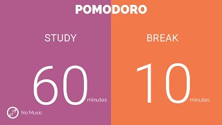 60  10 Pomodoro Timer  No music  Study for dreams  Deep focus  Study timer [upl. by Hourihan]