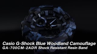 Casio GShock GA700CM2ADR Blue Woodland Camouflage Shock Resistant Resin Band [upl. by Kezer]