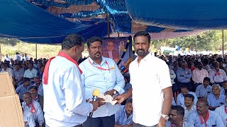 KGF CMC COUNCILLOR MR MANIKANDAN SHANTHI 10 THOUSAND RUPEES CONTRIBUTION TO BEML CONTRACT WORKERS [upl. by Laenahtan638]