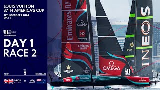 Louis Vuitton 37th Americas Cup Race 2  INEOS Britannia vs Emirates Team New Zealand  Full Replay [upl. by Brunhilde]