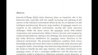 Knowledge Graph Based IoTs Entity Discovery Middleware for Nonsmart Sensor [upl. by Meerek]