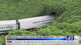 Wreckage cleared from Vicksburg train derailment site [upl. by Arikehs333]