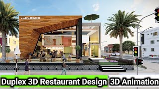 Restaurant Interior Design 3D Animation Walkthrough  Duplex Restaurant Design  Big Cafe Design [upl. by Ruthie]