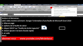 excel 2010 changer lorientation dune feuille de droite à gauche [upl. by Steady]