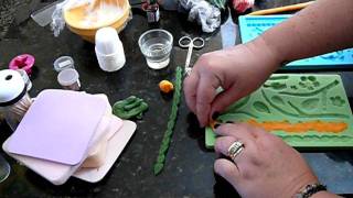 How to make fondant  gumpaste pearls leaf vines flowers using molds [upl. by Furmark]