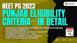 Punjab Eligibility Criteria  In Detail neetpg2023 [upl. by Nosirrag]