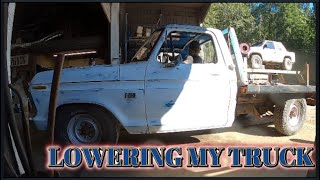 Lowering a 76 Ford F250 by CNotching the Frame amp Cutting off 25 Coils from Coil Sprint [upl. by Kariv294]