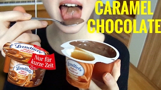 🍮MUKBANG CHOCOLATE PUDDING  CARAMEL SAUCE Landliebe Limited Edition [upl. by Karlotte222]