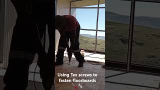 How to fasten floorboards onto a steel chassis 🪛🔩youtuber diy shorts flooring [upl. by Gans]