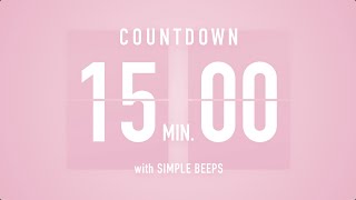 15 Min Countdown Flip Clock Timer  Simple Beeps 🌸🔔 [upl. by Ahtibat]