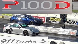 Race 2  Tesla P100D vs Porsche 997 Turbo  Who wins  14 mile Drag Race  StreetCarDrags [upl. by Kreegar416]