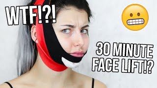 30 MINUTE ATHOME FACE LIFT  WTF CHIN UP MASK REVIEW [upl. by Eihs243]