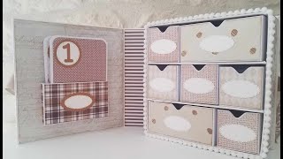 Coffret naissancebébé scrapbooking personnalisable vintage LemoncraftAction tuto Créascrap Marie [upl. by Shirl]