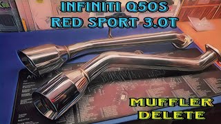 Infiniti Q50S Red Sport 400 Muffler Delete on a 30t [upl. by Etra760]