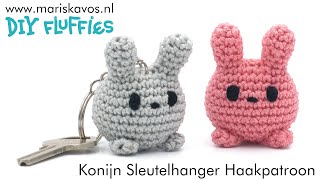 Konijn sleutelhanger Amigurumi knuffel haken voor beginners  Nederlands [upl. by Ehtiaf863]