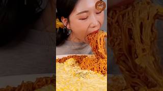 “MUKBANG Biggest BITES” Spicy Carbo Fire Noodles🍜🔥🌶️🥵 [upl. by Emor]