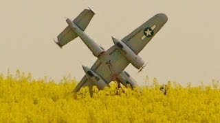 RC PLANE CRASH  B 25 MITCHELL  HANGER 9 EP CRASHES IN CROPS [upl. by Picardi]