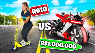 PATINETE DE R 1 vs R 100 vs R 1000 DE REAIS [upl. by Longan]