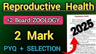 reproductive health selection question 2025  chse class 12 zoology selection question 2025 [upl. by Gilder]