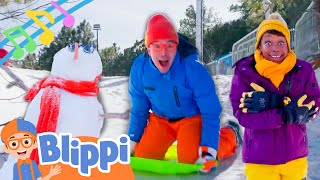 Brand New Snowy Day Song  Blippi and Meekah Winter Nursery Rhymes for the Family [upl. by Htidra620]