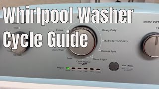 WHIRLPOOL TOP LOAD WASHER CYCLE GUIDE  WHIRLPOOL WASHING MACHINE WTW4816FW WASHING CYCLES [upl. by Kimball]