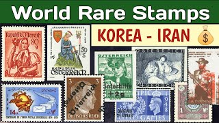 Most Valuable Stamps From Korea To Iran  World Rare Stamps Value Guide [upl. by Welby959]