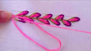 Three variations of feather stitchhow to do feather stitch hand embroidery [upl. by Innavoeg163]