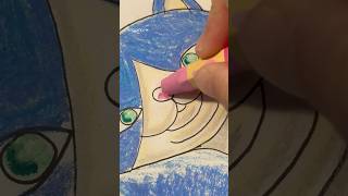 How to Color a Funky Cat 🐱 with Cheap Oil Pastels Shorts ASMR [upl. by Flosser]