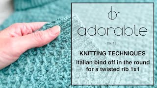 Knitting techniques  Italian bind off in the round twisted rib 1x1 [upl. by Adnohrahs684]