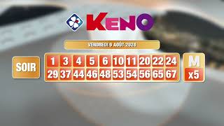 Tirage du soir Keno® du 09 août 2024  Résultat officiel  FDJ [upl. by Yong]