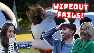 BRITISH FAMILY REACTS  Total Wipeout  Funniest Moments FAILS [upl. by Anhoj]