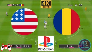 Winning Eleven 2000  USA vs Romania  Duckstation PS1 on PC Full Game 4K60 [upl. by Bradeord]