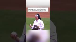 Never forget Sister Mary Jo’s sick bicep bounce when she threw in the first pitch [upl. by Rainger513]