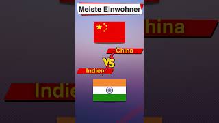 Versus China vs Indien Wer hat mehr Einwohner 🇨🇳🇮🇳 quiz trivia bildung viralvideo fyp [upl. by Shulman599]