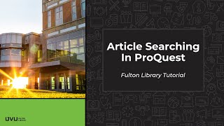 ProQuest Tutorial [upl. by Lunseth862]