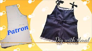 DIY how to make a beautiful jumpsuit very easy for beby girlاصنع بنفسك بدلة جميلة سهلة جدا للاطفال [upl. by Ylrak]