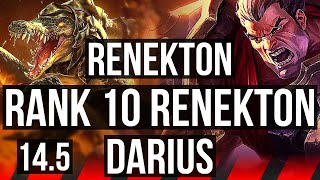 RENEKTON vs DARIUS TOP  512 Rank 10 Renekton  KR Challenger  145 [upl. by Nalra]