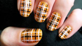 Easy Halloween Plaid Nails [upl. by Dnomaj]