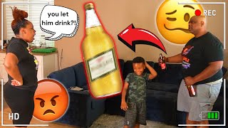 SON DRINKING BEER WITH DAD PRANK ON MOM  MUST WATCH HILARIOUS REACTION [upl. by Abdu]