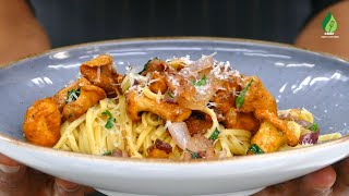 How to Prepare Easy Chanterelle Mushrooms with Fettuccine  Einfache Pfifferlinge mit Fettuccine [upl. by Enidlareg]