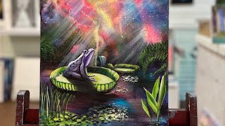 How To Paint “Frog On A Lilypad” acrylic painting tutorial [upl. by Nrubyar]