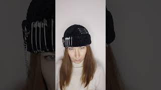 Skull beanie crochet Punk beanie with chain Black hip hop hat [upl. by Fitz]