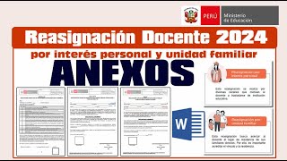 Anexos para Postular al proceso de Reasignación Docente 2024 [upl. by Dnomzed]