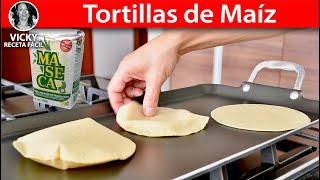 Tortillas de Maíz Suaves y Perfectas  VickyRecetaFacil [upl. by Anilatac]