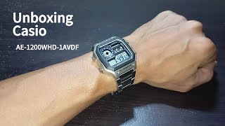 Unboxing Casio AE1200WHD1AVDF Stainles Steel [upl. by Dusa]