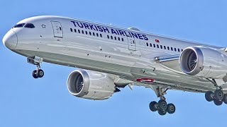 CLOSE UP Turkish Boeing 7879 Landing At SeaTac WITH ATC [upl. by Airehc]